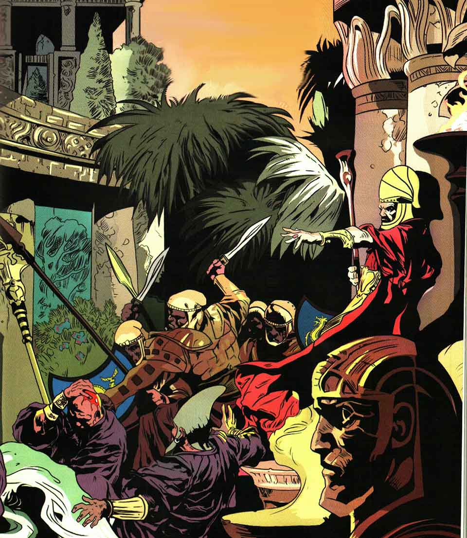  مادها باج‌گزار سکاها بودند و هوخشتره در یک مهمانی، سر از بدن تمام بزرگان و شاهان آنان جدا کرد و پس از آن قلمرو سکاها را به تصرف درآورد.